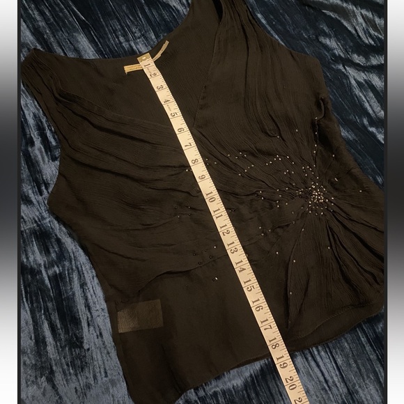 Max Studio Silk Cropped Sleeveless Tank Top with Beading detail • Medium - Picture 5 of 6